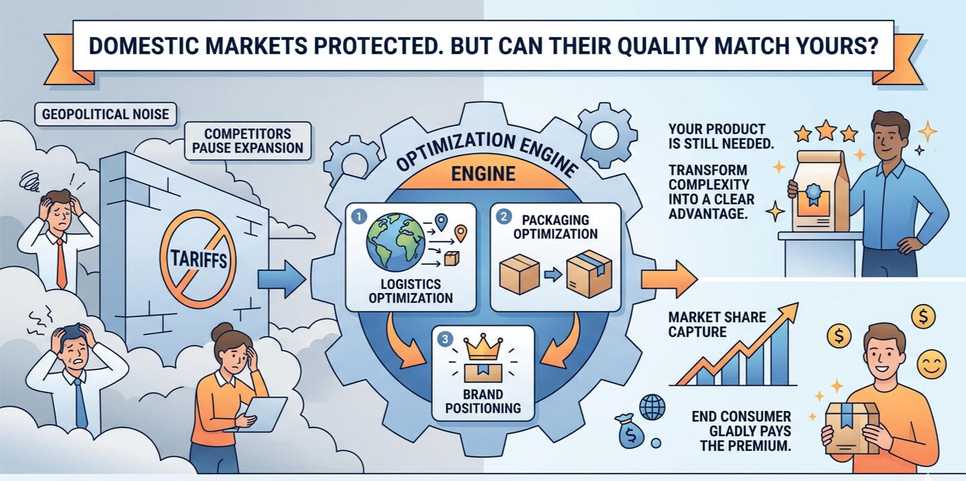 The tariffs are in place to protect the local market but the truth is that the exporter is still needed